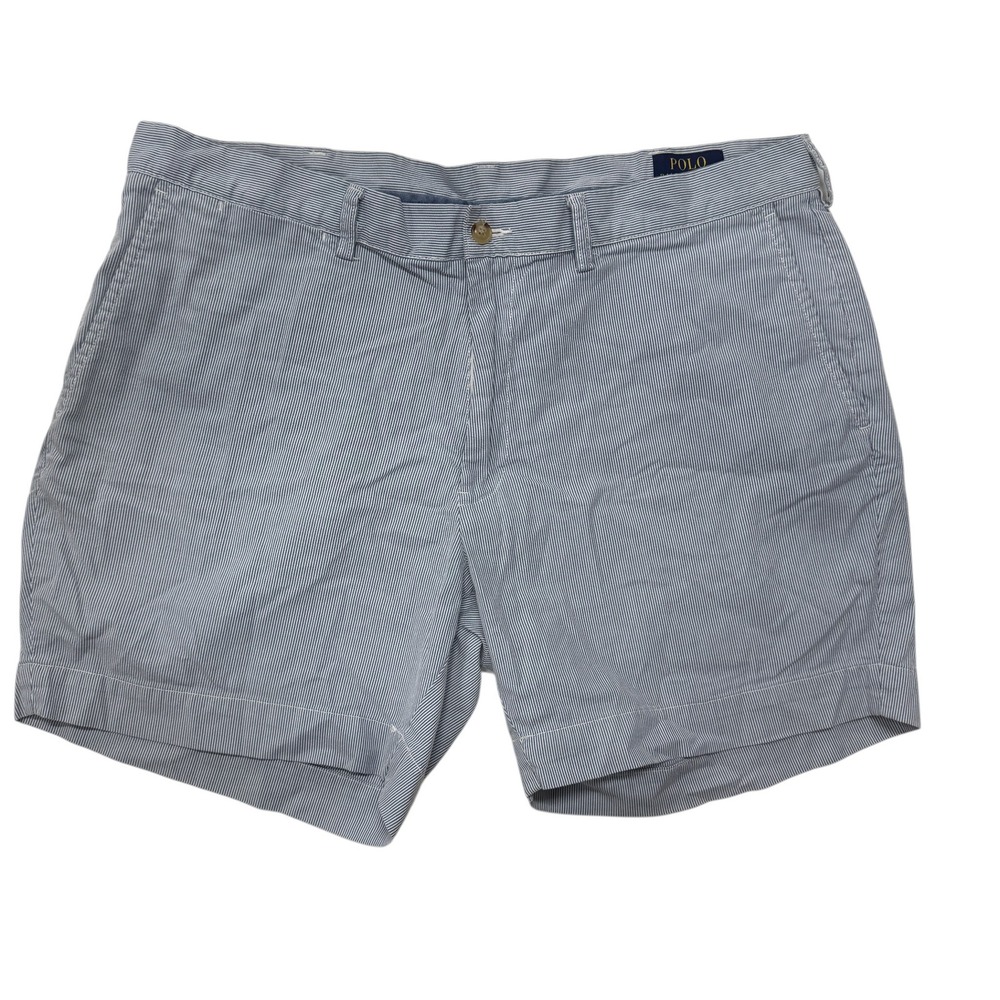 Polo Ralph Lauren Seersucker Shorts Mens 38 Blue White Striped Cotton Chino